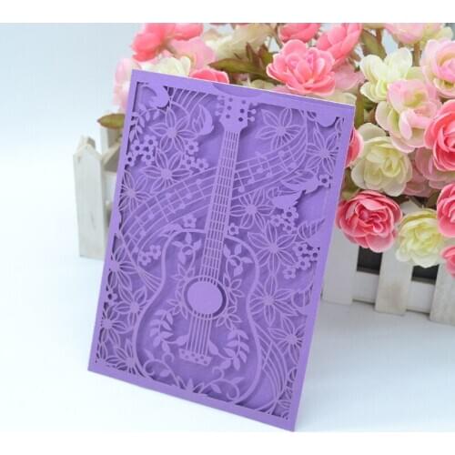 Guitar invitation cards laser cut wedding invitations personalized cards