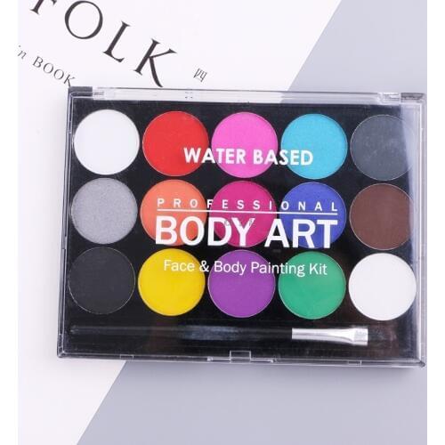 15 Colors Body Makeup Non Toxic Water Paint Oil Body Face Painting Kit With Brush For Christmas Fancy Carnival Vibrant Party