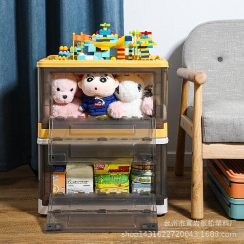 Storage box basket with wheels toy building blocks finishing storage box foldable door handle transparent plastic cabinet