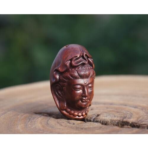 Red Sandalwood Wood Wooden Bead Carved GuanYin Buddha Pendant Mala Beads Japa Mala Bracelet Jewellry Findings DIY Accessories