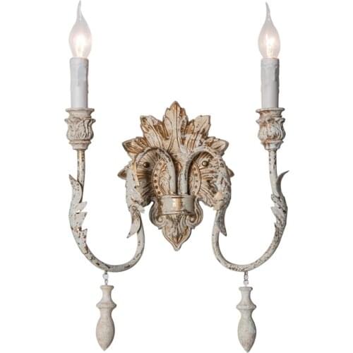 Creative French retro carved wall lamps decor bedroom aisle corridor lamp staircase American living room sconces lights fixtures