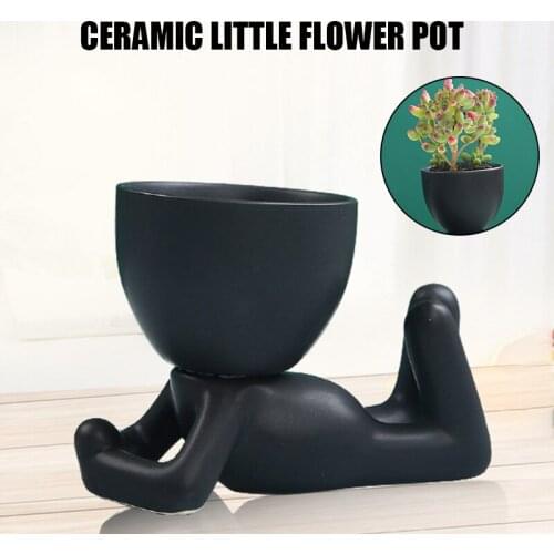 Creative Little People Body Art Flower Pot Ceramic Desktop Ornament Home Decor TN88