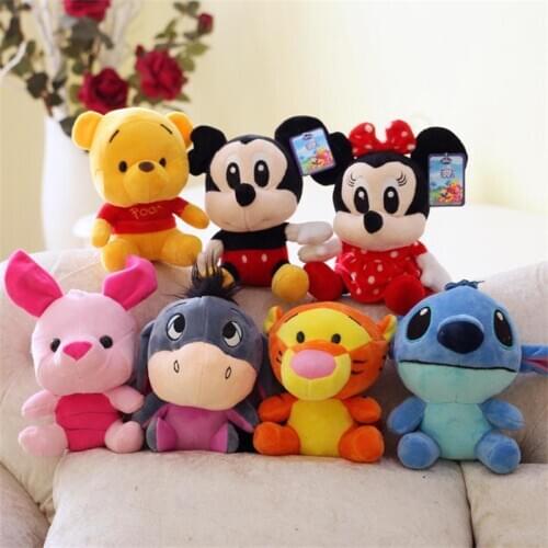 Hot Disney Plush Animal Plush Mickey Mouse Minnie Winnie the Pooh Doll Lilo and Piglet 7 Birthday Christmas Gift Boy Girl Toy