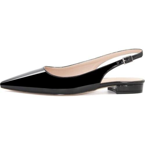 Lovirs Women Pointed Toe Slingback Flats Patent Leather Flat Drees Leisure Shoes Summer Ladies Casual Shoes Plus Size US 5-15