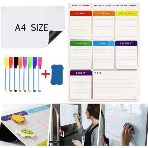 Magnetic Whiteboard Weekly Monthly Moterm Planner Calendar Dry Erase Fridge Stickers Erasable Memo Messages 2021 Daily Schedule