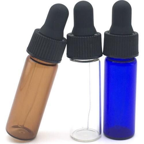 Mini 4ml Perfume Blue Glass Dropper Bottle Small Essential Oil Sample Test Tiny Portable Clear Pipette Vials 2000pcs