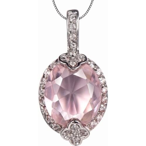 Pink Crystal Zircon 925 Sterling Silver Fashion Shiny Jewelry Pendant TE681