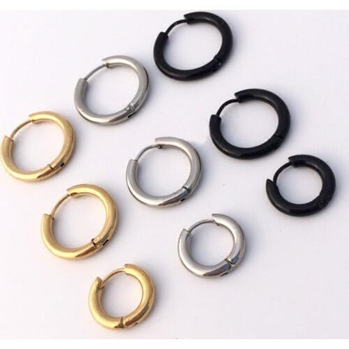 Men titanium Ear jewelry Hoop Earrings Sleeper Earrings Piercing simple Hoop earrings 10/12/14/16/20mm push back earrings