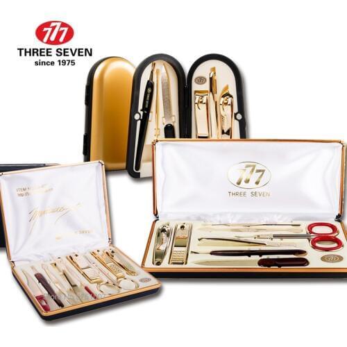 THREE SEVEN/777 Classic LUXURY Nail Clippers Kit 14K Gold-plated Nail Tools Home Care Manicure Pedicure Nail Set Business Gifts
