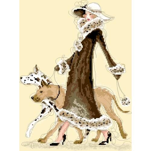 Lovely kit 19-20 Cross stitch Handmade 14CT Counted Canvas DIY,Cross-stitch kits,Embroidery 01033 Fashionable Lady 3-33-41