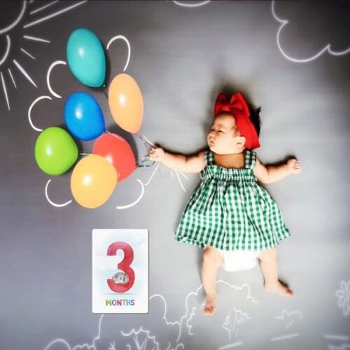 12 Pcs Month Sticker Baby Photography Milestone Memorial Monthly Newborn Kids Commemorative Card Number Photo Props 69HE
