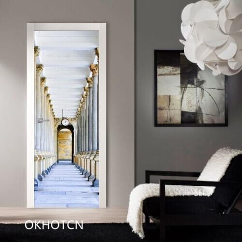 White Religion Islam Art Picture 3D Door Stickers Self Adhesive Waterproof Murals For Bedroom Renovation DIY Home Decor Decals