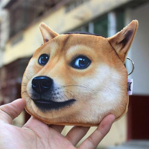 New Cute Cartoon Akita Husky Dog Coin Purse Storage Bag Personality 3D Animal Dog Wallet Storage Bags For Kids And Adults