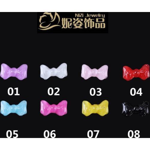 New 200pcs 12x6mm Glitter Beautiful Resin Bowknot Nail Art Decoration Nail Salons Artificial Nails