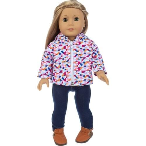 2020 New Rhombus pattern down jacket Fit for American Girl Doll Clothes 18-inch Doll , Christmas Girl Gift(only sell clothes)