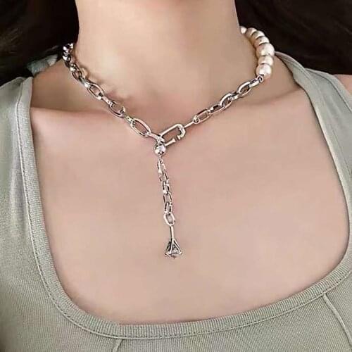 New fashion chain necklace for women men cross pendant charm jewelry pearl choker necklace ins