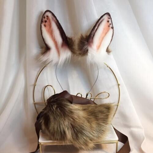 New Chocolates Rabbit Ears Anime Beast Ear Hairhoop Hand Made Headbands Cosplay Headwear For Christmas Halloween Gift