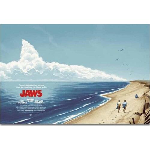 Hot JAWS Shark American Classic Horror Movie Film Custom Vintage Picture Poster Art Silk Canvas Home Room Wall Print Decor