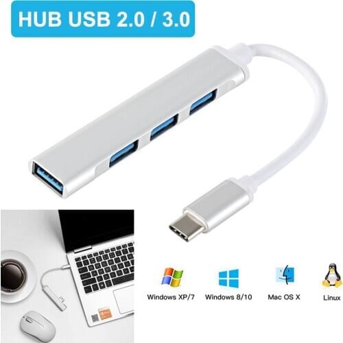 Splitter Thunderbolt 3 USB-C Dock Adapter OTG 4 Ports USB 2.0/3.0 Hub Type-C Splitter Adapter Suitable for Macbook Pro 13 15