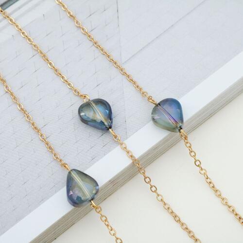 2018 New Eyeglass Sunglasses Heart Blue Crystal Neck String Cord Retainer Strap Eyewear Lanyard Holder With Good Silicone Loop