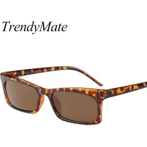TrendyMate 2018 Vintage Rectangle Sunglasses Women Brand Designer Small Frame Sun Glasses Retro Black Eyewear 1373T