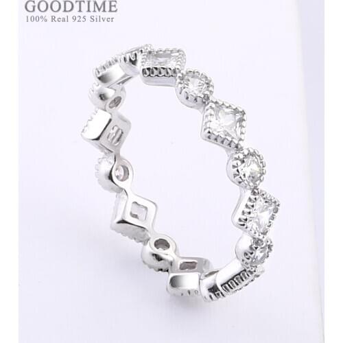 Fashion 925 Sterling Silver Ring Rhinestone Cubic Zircon Ring Anniversary Gift Silver Jewelry Accessories For Women Lover