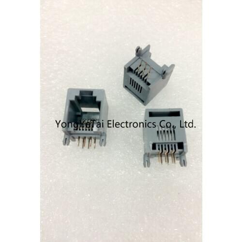 RJ45 phone jack RJ12 telephone socket outlet crystal head RJ11 female gray 623PCB-6P6C free shipping