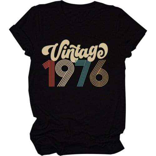 Vintage 1976 Letter Print Women T Shirt Short Sleeve O Neck Loose Women Tshirt Ladies Tee Shirt Tops Clothes Camisetas Mujer