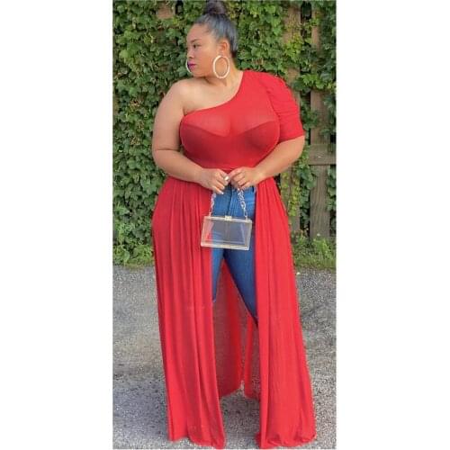 Plus Size Women Clothing 2021 Sexy Slanted Shoulder Front Short Back Long Dress Top Womens Shirt Feminine Blouse Evening Dress