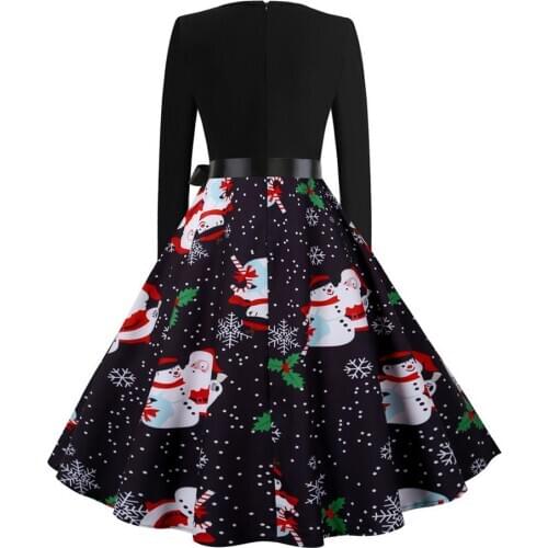 Womens Christmas Dress Long Sleeve V-neck Fashion Dress Womens Christmas Dresses Christmas Long Sleeve V-neck Dress Fashion