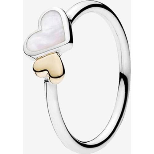 925 Sterling Silver Pan Ring Elegant Double Heart Ring For Women Wedding Party Gift Fashion Jewelry