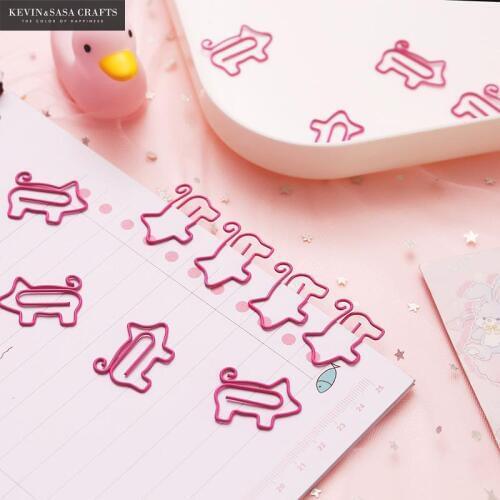 10Pcs/Set Pig Clips Set Office Supplies Quality School Stationery for Students Office Accessories Pink Bookmark Clips