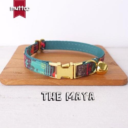 10pcs/lot MUTTCO retail with platinum high quality metal buckle collar for cat THE MAYA design cat collar 2 sizes UCC043B