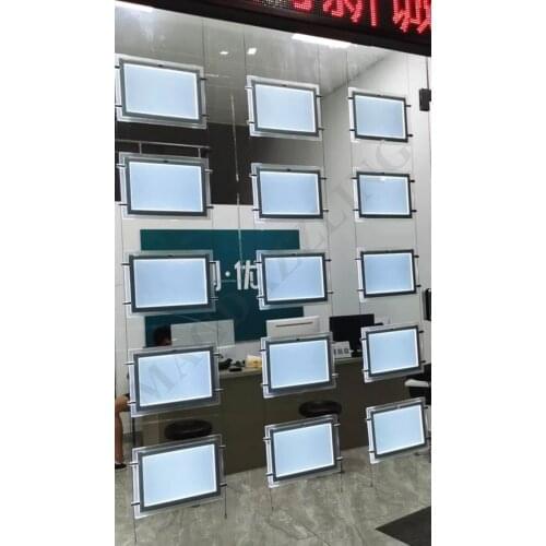 15PCS Landscape Single Side A4 Magnetic Acrylic Frame LED Illuminated Display Light Panel Pocket For Real Estate Agent Windows