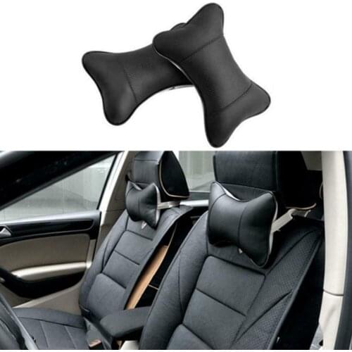 2pcs Car Neck Pillow Accessory Headrest Neck PU Leather Parts Pillow Replacement Universal