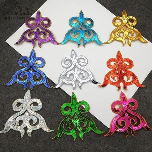 4Pcs Beautiful Hot-fix 9Colors Dancing Dress Baroque Embroidery Patches Iron on Lace Applique Flower Applique DIY Craft BD0454