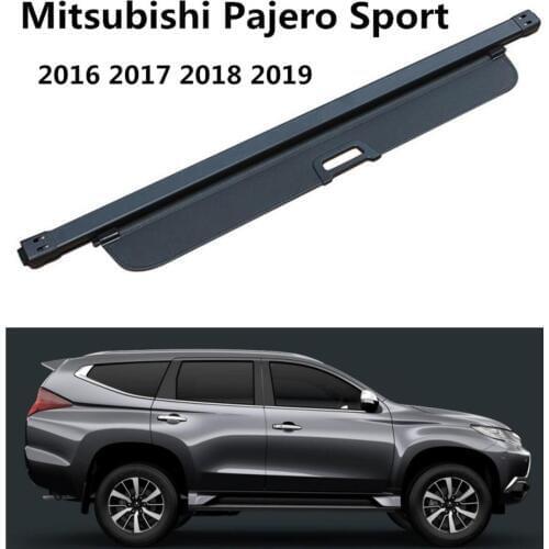 Aluminium alloy + Fabric Rear Trunk Security Shield Cargo Cover For Mitsubishi Pajero Sport 2016 2017 2018 2019