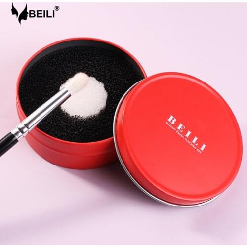 BEILI Red Makeup Brush Cleaner Sponge Eyeshadow Powder Brushes Cleansing Box Makeup tools