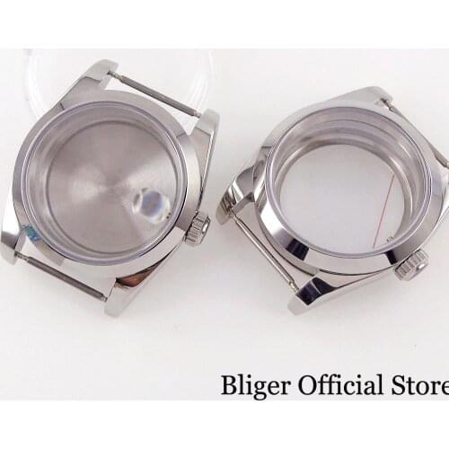 BLIGER Polished Bezel 36mm/39mm Automatic Watch Case See-though Back fit NH35A NH36A Sapphire Crystal
