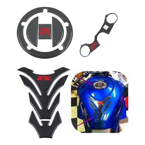 For Suzuki GSXR1000 K7 07 08 Carbon Fiber 3D Triple Tree Decal Pad Top Clamp Upper Front End Cover Sticker Protector GSX-R1000
