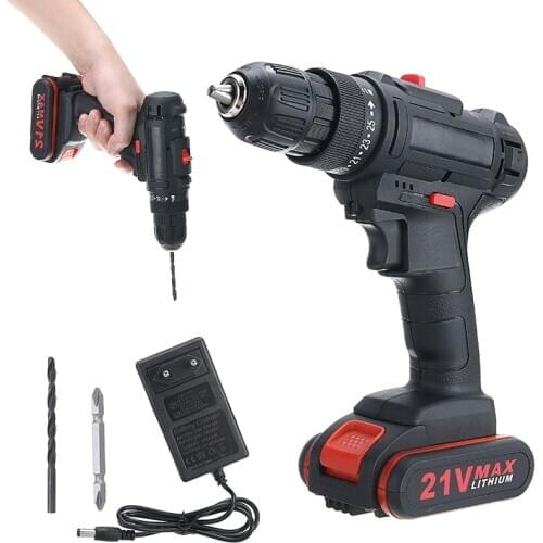 3/8" Electrical Screwdriver Drill With Battery Drill Bit 21V 2 Speed Electric Cordless Impact Drill Set Household Power Tool