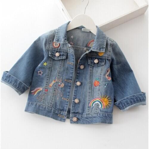 Unicorn Girls Denim Coats New Brand 2020 spring Autumn Kids Jackets Clothes Cartoon Coat Embroidery Children Clothing for 3-12Y