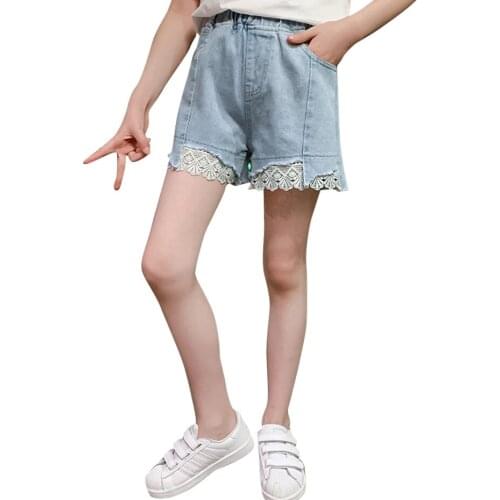 Girls Jeans Lace Kids Girl Jeans Casual Style Jeans Kid Summer Childrens Clothes 6 8 10 12 14