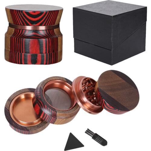 1Pcs 4-layer Wood Weed Grinder 68MM/2.68in Aluminum Alloy Creativity Herb Tobacco Grass Grinder for Smoking Weed Herbal Crusher