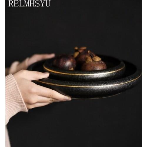 1PC RELMHSYU Japanese Style Ceramic Breakfast Plate Noodle Fruit Deep Plate Salad Dinner Bowl Home Tableware