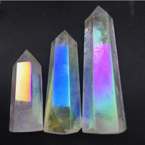 Beautiful color plating clear crystal stones wand point for healing quartz stone for friend gift