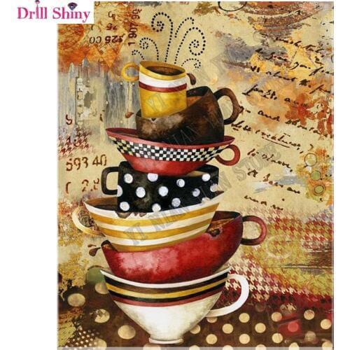 Kitchen utensils cup 5d diy Diamond Painting Cross Stitch Full Diamond Embroidery Home Decoration Square Drill flower Series