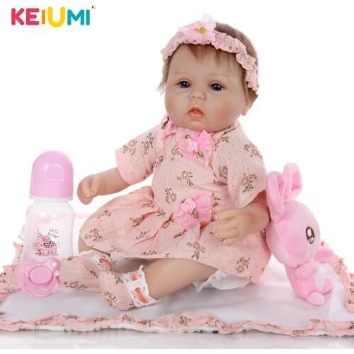 KEIUMI Cute Cloth Body Boneca Reborn Dolls Babies 17 Inch Lifelike Reborn Doll Newborn Baby For Kids Playmates Christmas Present