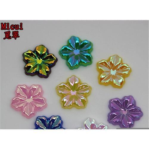 Micui 200PCS 13mm Mix Color Flower shaped Acrylic Rhinestones Flatback For Clothes Dress Decorations Jewelry Accessories ZZ429