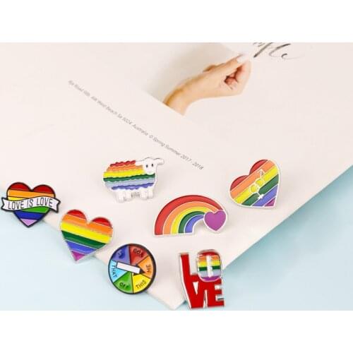 Fashion Enamel Rainbow Flags Brooch Enamel Pins Cute Heart Brooches Badge Backpack Cute Pins Gifts For Friends Wholesale Jewelry
